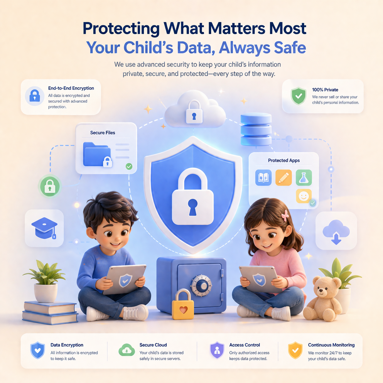 Child data protection system in secure online educational learning platform ensuring privacy and safety