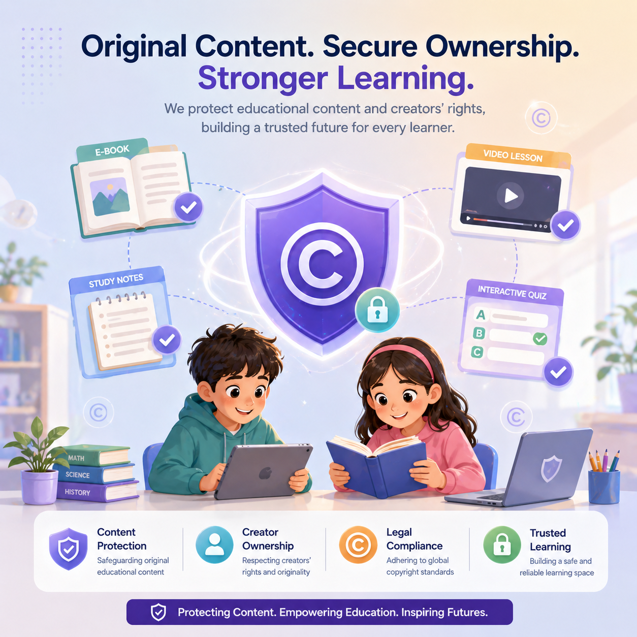 Educational content ownership rights for kids learning platform creators and digital education materials