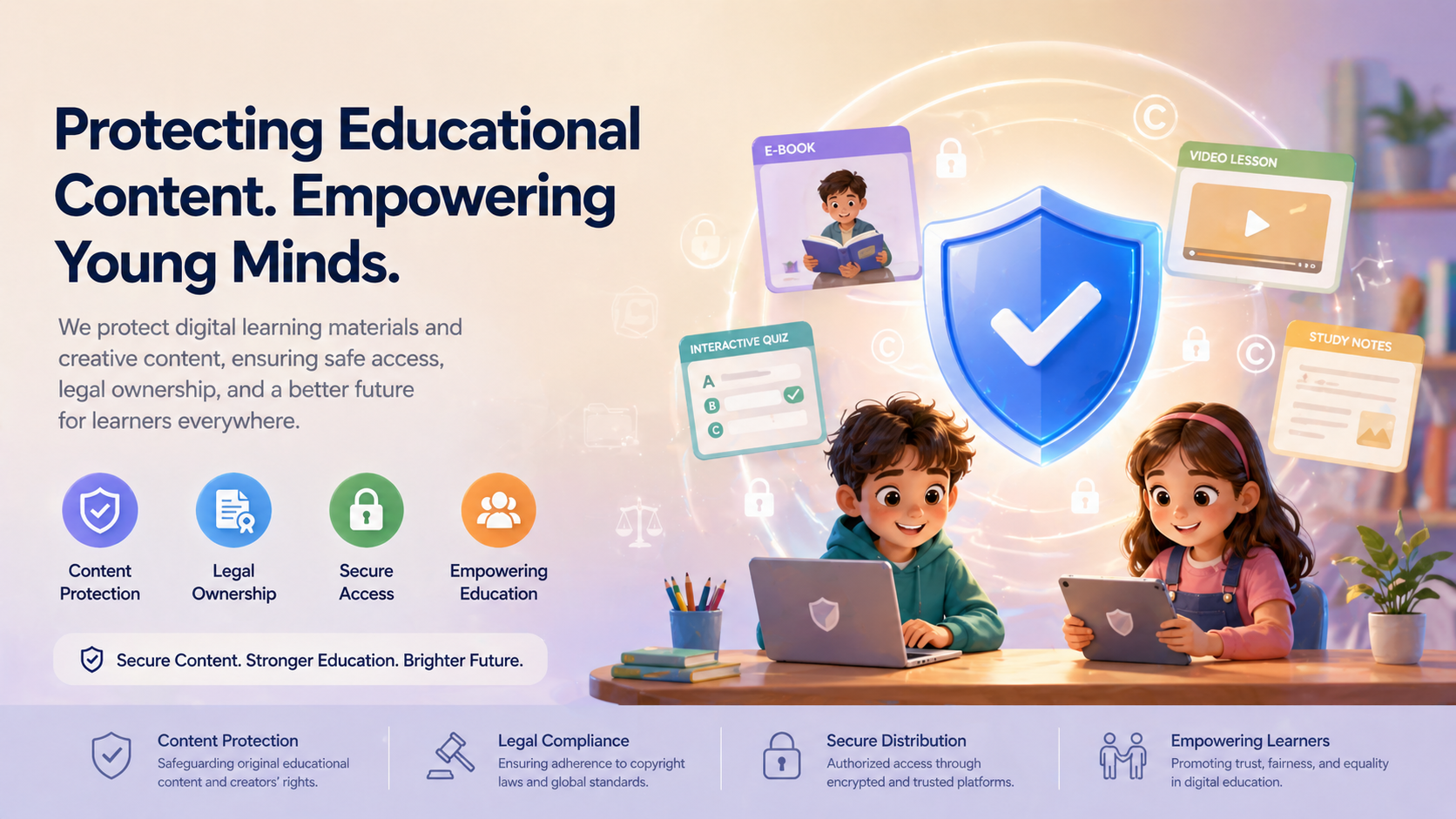 Copyright protection for kids educational content, videos, animations and learning materials ownership