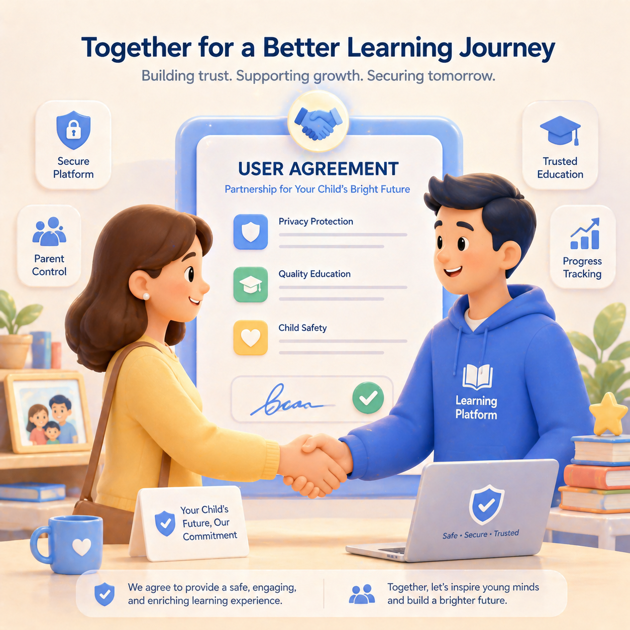 User agreement between parents and educational kids learning platform terms and conditions guidelines